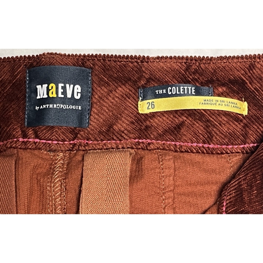 ANTHROPOLOGIE MAEVE Colette Corduroy Crop Wide-Leg High Rise Pants Rust Sz 26 - Picture 4 of 12